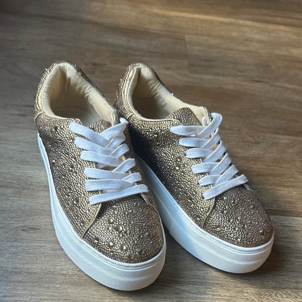 Betsey Johnson Gold Studded Sneakers